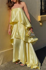 Satin Wide-leg Strap Multi-layered Holiday Dress